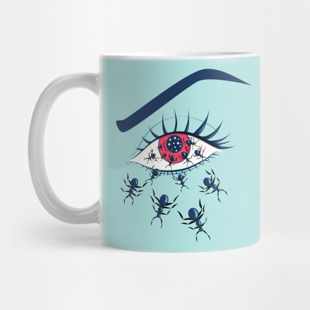 Creepy Red Eye With Ants by Boriana Giormova